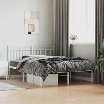 Bedframe met hoofdbord metaal wit 140x200 cm