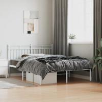 Bedframe met hoofdbord metaal wit 140x200 cm - thumbnail