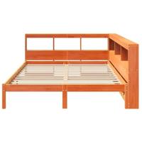 Bed met boekenkast zonder matras grenenhout wasbruin 140x190 cm - thumbnail