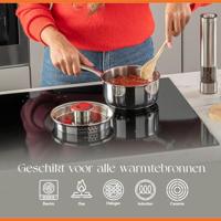 ELLE Gourmet Classique Steelpan met Deksel - Ø 16cm - Zonder anti-aanbaklaag - RVS - thumbnail
