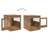 Hondenbench 64,5x80x71 cm bewerkt hout artisanaal eikenkleur - thumbnail