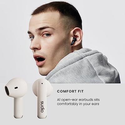 sudio A1 Snow White, oordopjes met bluetooth, touch control met compacte draadloze oplaadschaal, IPX4-beschermd, geluidsdoorlatende hoofdtelefoon met geïntegreerde microfoon, premium kristalgeluid