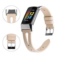 Fitbit Charge 5 & 6 bandje - PU leather - Beige - thumbnail
