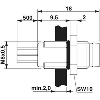 Phoenix Contact 1500347 Sensor/actuator inbouwconnector M8 Aantal polen (sensoren): 4 Stekker, inbouw 1 stuk(s)