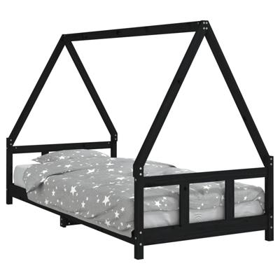 Kinderbedframe 90x200 cm massief grenenhout zwart Kinderbedframe 90x200 cm massief grenenhout zwart