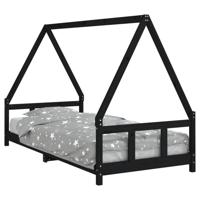 Kinderbedframe 90x200 cm massief grenenhout zwart - thumbnail