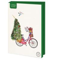 Kaartenmapje Groot: Kerstboom op fiets, Maartje Bodt - thumbnail