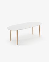 Kave Home Uitschuifbare Ovale Eettafel 'Oqui' 140 - 220 x 90cm, kleur Wit - thumbnail