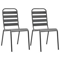 Tuinstoelen stapelbaar 2 st staal grijs - thumbnail