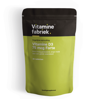 Vitamine D3 75 mcg Forte - 30 tabletten - Vitaminefabriek.nl