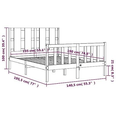Bedframe met hoofdbord massief hout