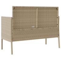 Tuinbank met kussens poly rattan beige - thumbnail