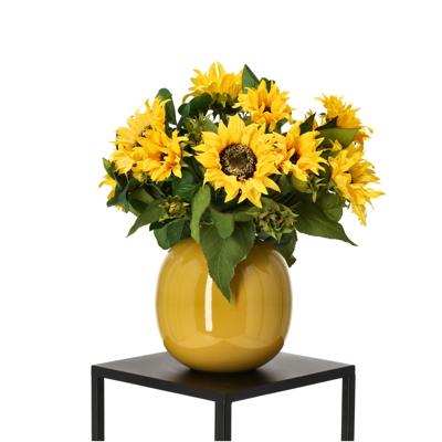 Handgebonden kunstboeket Lizzy Bordeaux - Geel