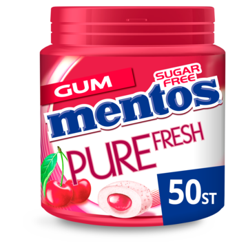 Mentos Gum Pure Fresh Cherry Suikervrij Pot 50 stuks bij Jumbo Mentos Gum Pure Fresh Cherry Suikervrij Pot 50 stuks bij Jumbo