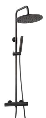 Caral thermostatische regendoucheset opbouw gunmetal Caral thermostatische regendoucheset opbouw gunmetal