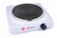 Alpina 1-pits elektrische kookplaat 1500w zwart/wit - thumbnail