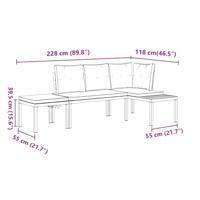 3-delige Loungeset met kussens gepoedercoat staal zwart - thumbnail