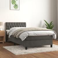 Boxspring met matras fluweel donkergrijs 90x190 cm - thumbnail