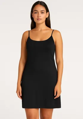 Gladde onderjurk spaghetti bandjes - 79190 - wit -zwart - huidskleur - L - L