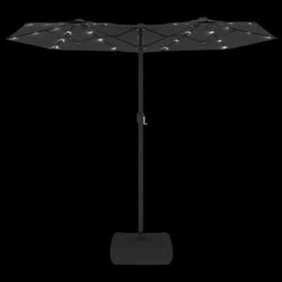 Parasol dubbel dak met LED's 316x240 cm antracietkleurig