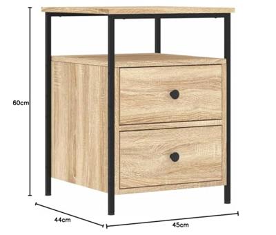 Nachtkastjes 2 st 44x45x60 cm sonoma eikenkleurig