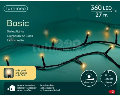 Led Basic 27 meter 360 LED zwart/soft gold Lumineo - Lumineo