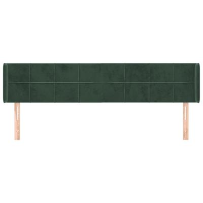 Hoofdbord met randen 163x16x78/88 cm fluweel donkergroen - thumbnail