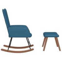 Schommelstoel met voetenbank fluweel blauw - thumbnail
