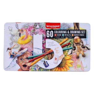 Tekenset Bruynzeel Creatives creatieve kunstenaars blik à 60 delen