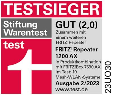 AVM WiFi-versterker FRITZ!Repeater 1200 AX 20002974 3000 MBit/s Mesh-compatible AVM WiFi-versterker FRITZ!Repeater 1200 AX 20002974 3000 MBit/s Mesh-compatible