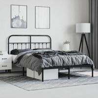 Bedframe met hoofdbord metaal zwart 140x200 cm - thumbnail