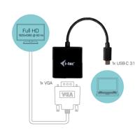 i-tec C31VGA60HZP video kabel adapter 0,15 m USB Type-C VGA (D-Sub) Zwart, Turkoois - thumbnail