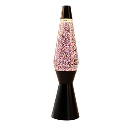 Itotal Lavalamp zwart/roze glitter, 40cm