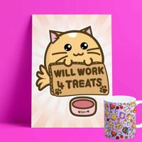 Fuzzballs Print A4 - Will Work For Treats - thumbnail