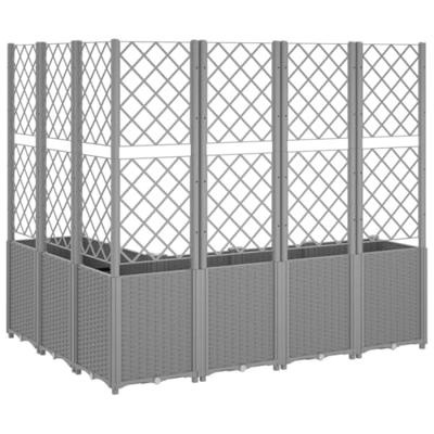 VidaXL Plantenbak met latwerk 160x120x140 cm polypropeen lichtgrijs