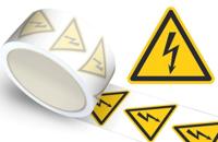 Waarschuwingssticker elektrische spanning, op rol - 100 mm breed - 200 stickers - thumbnail