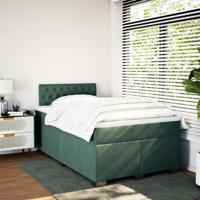 Boxspring met matras fluweel donkergroen 120x190 cm - thumbnail