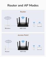 Cudy WR1500 draadloze router Gigabit Ethernet Dual-band (2.4 GHz / 5 GHz) Zwart - thumbnail