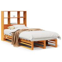 Bed met boekenkast zonder matras hout wasbruin 100x200 cm - thumbnail
