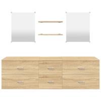 5-delige Badkamermeubelset bewerkt hout eikenkleurig - thumbnail