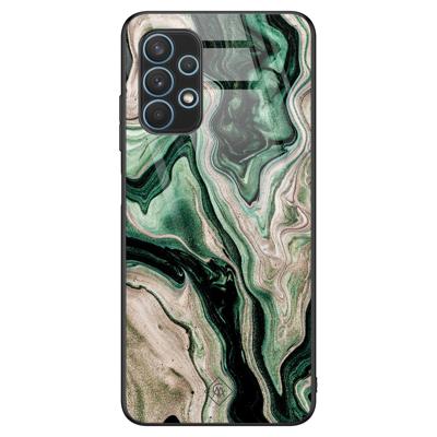 Samsung Galaxy A32 5G glazen hardcase - Green waves Samsung Galaxy A32 5G glazen hardcase - Green waves
