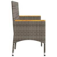 Tuinbank 3-zits met kussens poly rattan grijs - thumbnail