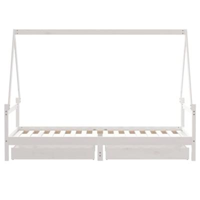 Kinderbedframe met lades 90x200 cm massief grenenhout wit - thumbnail