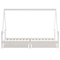 Kinderbedframe met lades 90x200 cm massief grenenhout wit - thumbnail