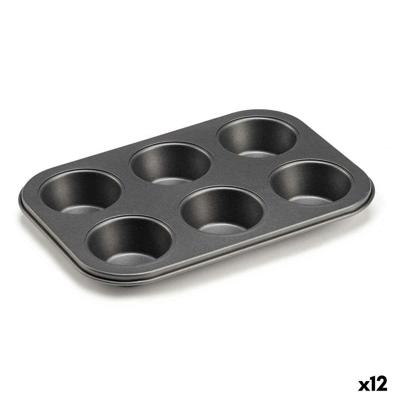 Oven Mould Kinvara Donker grijs 18,7 x 3,5 x 26,5 cm (6 Onderdelen) (12 Stuks)