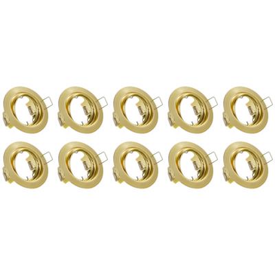 Spot Armatuur 10 Pack - Trion - GU10 Inbouwspot - Rond - Goud - Aluminium - Kantelbaar Ø83mm