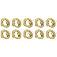 Spot Armatuur 10 Pack - Trion - GU10 Inbouwspot - Rond - Goud - Aluminium - Kantelbaar Ø83mm - thumbnail