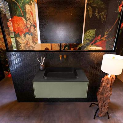 Badkamermeubelset Mondiaz Erin 80 cm met 1 Lade met RIDGE Wastafel Midden Urban Zonder Kraangaten Greeploos Mat Army Badkamermeubelset Mondiaz Erin 80 cm met 1 Lade met RIDGE Wastafel Midden Urban Zonder Kraangaten Greeploos Mat Army