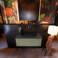 Badkamermeubelset Mondiaz Erin 80 cm met 1 Lade met RIDGE Wastafel Midden Urban Zonder Kraangaten Greeploos Mat Army - thumbnail