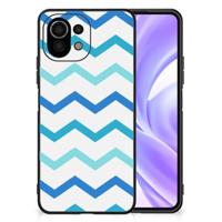 Xiaomi 11 Lite 5G NE | Mi 11 Lite Back Case Zigzag Blauw - thumbnail